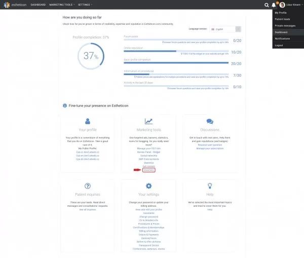 screenshot BE access EN
